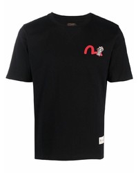 T-shirt à col rond imprimé noir Evisu