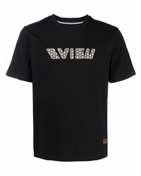 T-shirt à col rond imprimé noir Evisu