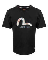 T-shirt à col rond imprimé noir Evisu