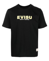 T-shirt à col rond imprimé noir Evisu