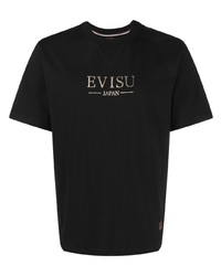 T-shirt à col rond imprimé noir Evisu