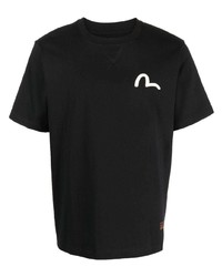 T-shirt à col rond imprimé noir Evisu