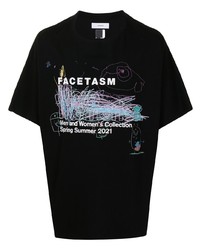 T-shirt à col rond imprimé noir Facetasm