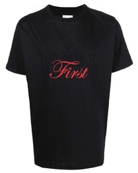 T-shirt à col rond imprimé noir Family First