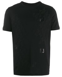 T-shirt à col rond imprimé noir Fendi