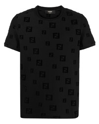 T-shirt à col rond imprimé noir Fendi