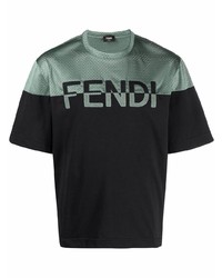 T-shirt à col rond imprimé noir Fendi