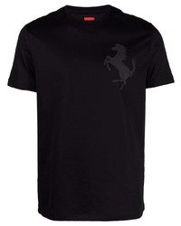 T-shirt à col rond imprimé noir Ferrari
