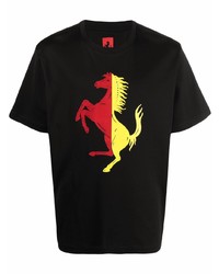 T-shirt à col rond imprimé noir Ferrari