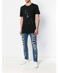 T-shirt à col rond imprimé noir Philipp Plein