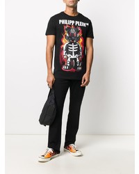 T-shirt à col rond imprimé noir Philipp Plein