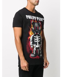 T-shirt à col rond imprimé noir Philipp Plein