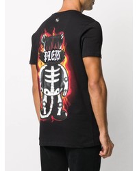 T-shirt à col rond imprimé noir Philipp Plein