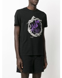 T-shirt à col rond imprimé noir Just Cavalli