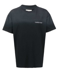 T-shirt à col rond imprimé noir Flaneur Homme