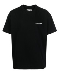 T-shirt à col rond imprimé noir Flaneur Homme