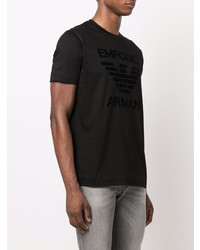 T-shirt à col rond imprimé noir Emporio Armani