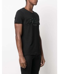 T-shirt à col rond imprimé noir Balmain