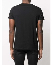 T-shirt à col rond imprimé noir Balmain