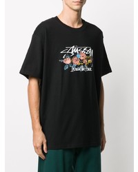 T-shirt à col rond imprimé noir Stussy