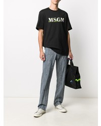 T-shirt à col rond imprimé noir MSGM