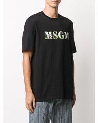 T-shirt à col rond imprimé noir MSGM