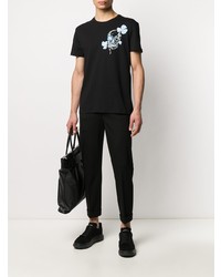 T-shirt à col rond imprimé noir Alexander McQueen