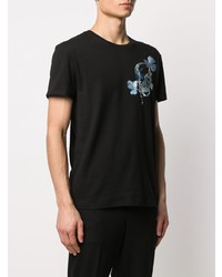 T-shirt à col rond imprimé noir Alexander McQueen