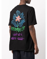 T-shirt à col rond imprimé noir Stussy