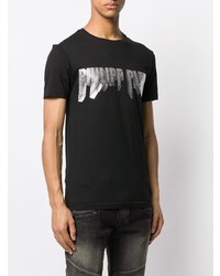 T-shirt à col rond imprimé noir Philipp Plein