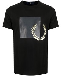 T-shirt à col rond imprimé noir Fred Perry