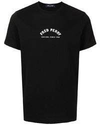 T-shirt à col rond imprimé noir Fred Perry