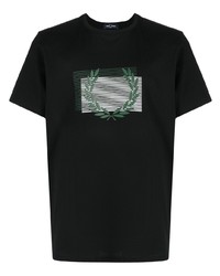 T-shirt à col rond imprimé noir Fred Perry