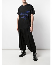 T-shirt à col rond imprimé noir Yohji Yamamoto