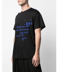 T-shirt à col rond imprimé noir Yohji Yamamoto