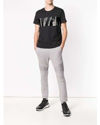 T-shirt à col rond imprimé noir Balmain