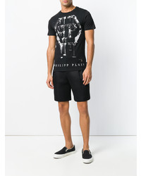 T-shirt à col rond imprimé noir Philipp Plein