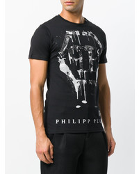 T-shirt à col rond imprimé noir Philipp Plein