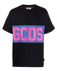 T-shirt à col rond imprimé noir Gcds