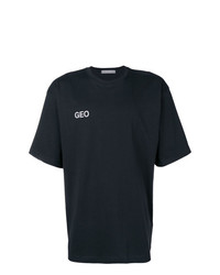 T-shirt à col rond imprimé noir Geo