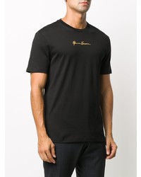 T-shirt à col rond imprimé noir Versace