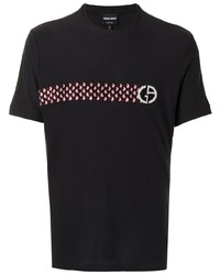 T-shirt à col rond imprimé noir Giorgio Armani
