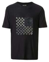 T-shirt à col rond imprimé noir Giorgio Armani