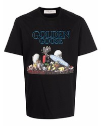 T-shirt à col rond imprimé noir Golden Goose