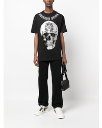 T-shirt à col rond imprimé noir Philipp Plein