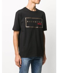 T-shirt à col rond imprimé noir John Richmond