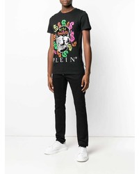 T-shirt à col rond imprimé noir Philipp Plein