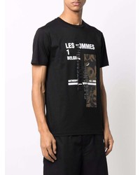 T-shirt à col rond imprimé noir Les Hommes