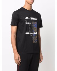 T-shirt à col rond imprimé noir Les Hommes