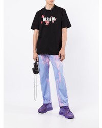 T-shirt à col rond imprimé noir MSGM